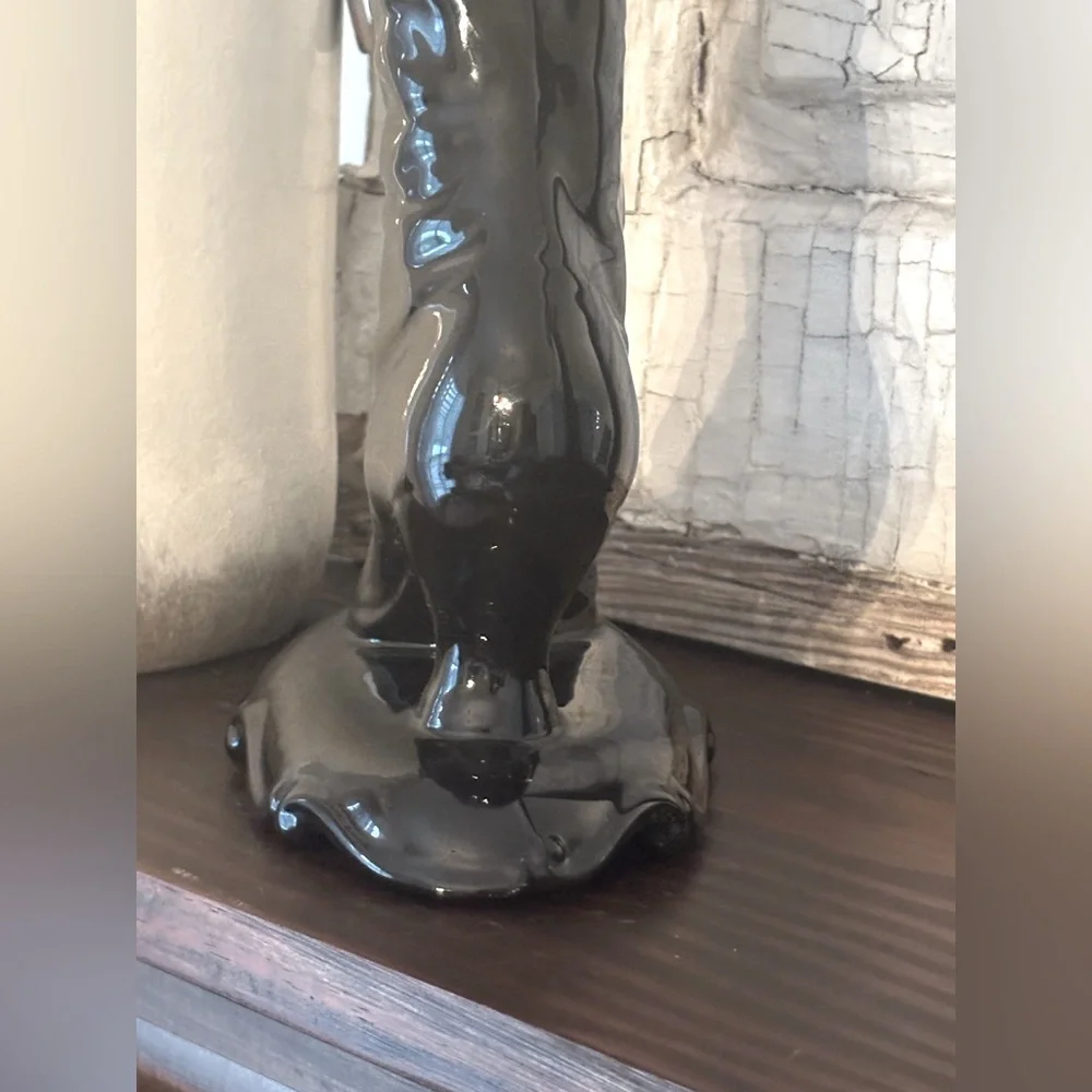 Vintage Atlantic Mold Boot Vase. Black 11”T Planter | Victorian | Gothic. EUC - Picture 10 of 10